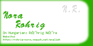 nora rohrig business card